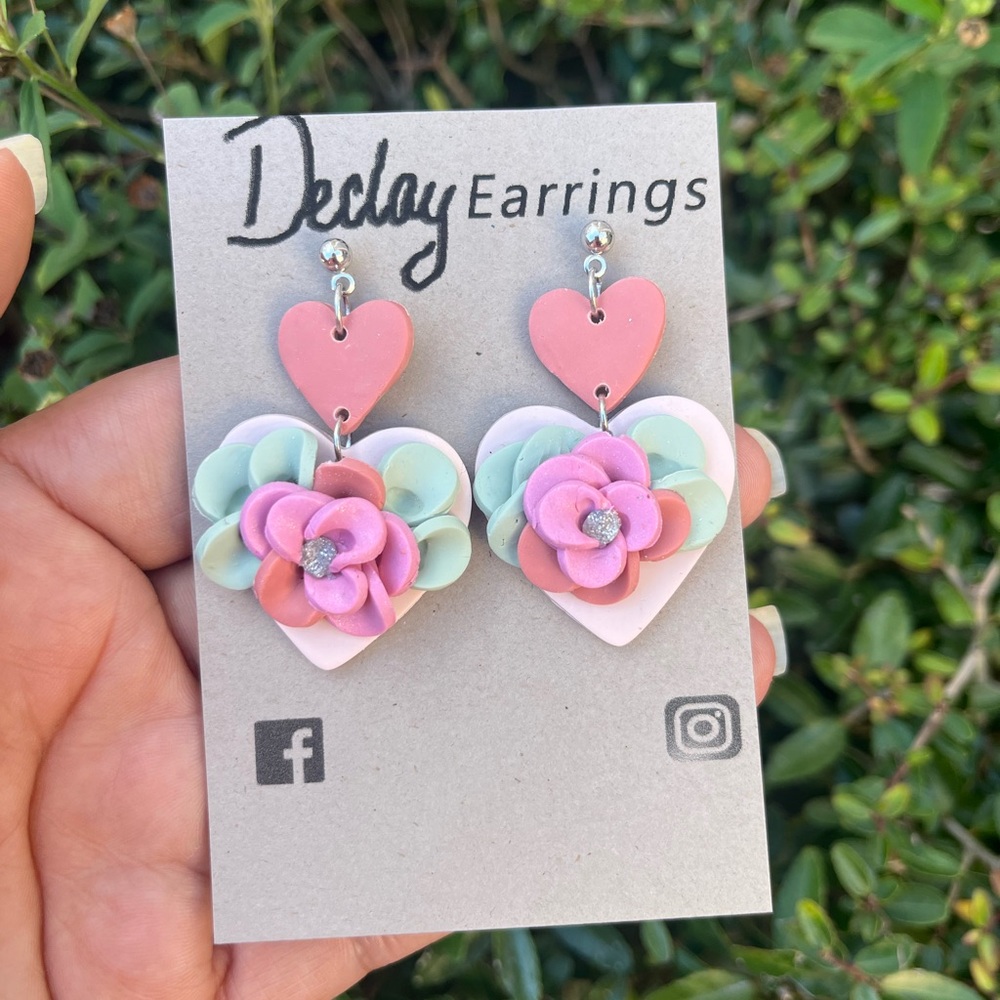 Polymer Clay/ Heart Earrings